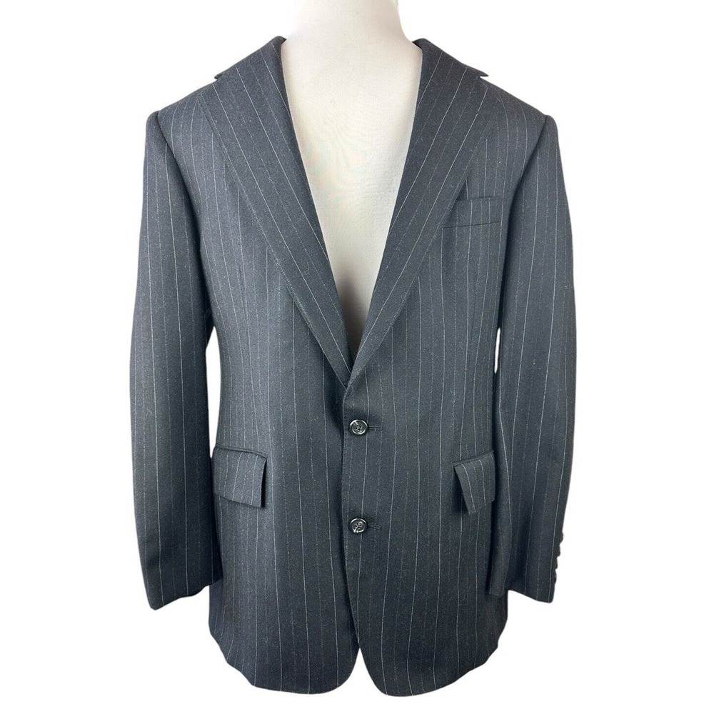 Polo Ralph Lauren Wool Cashmere Pinstriped Blazer Suit Jacket Men Size 40 Luxury - Picture 14 of 16